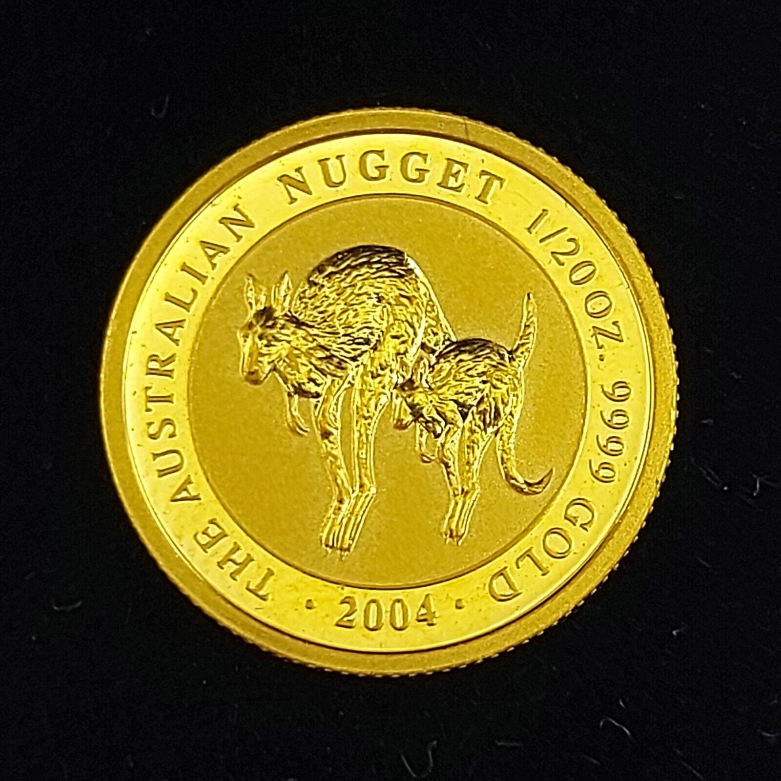 2004 1/20 Oz 999. 24k Fine Gold $5 Australian Nugget Series Double Kangaroo Coin
