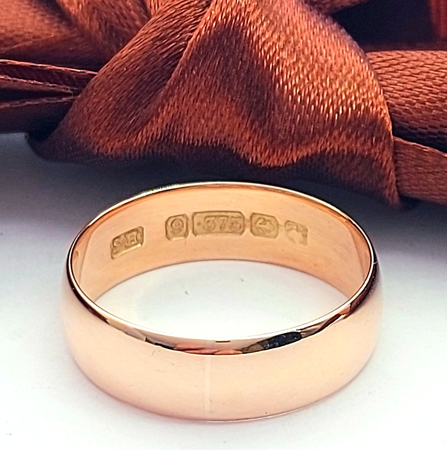 Antique Ladies Rose Gold 9ct (375, 9K) Wide Band Plain Ring