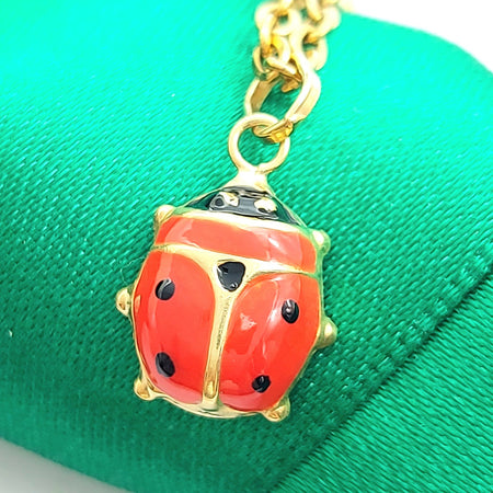 Enamel Lady Bug Yellow Gold 9ct (375, 9K) High Quality Small Charm/Pendant