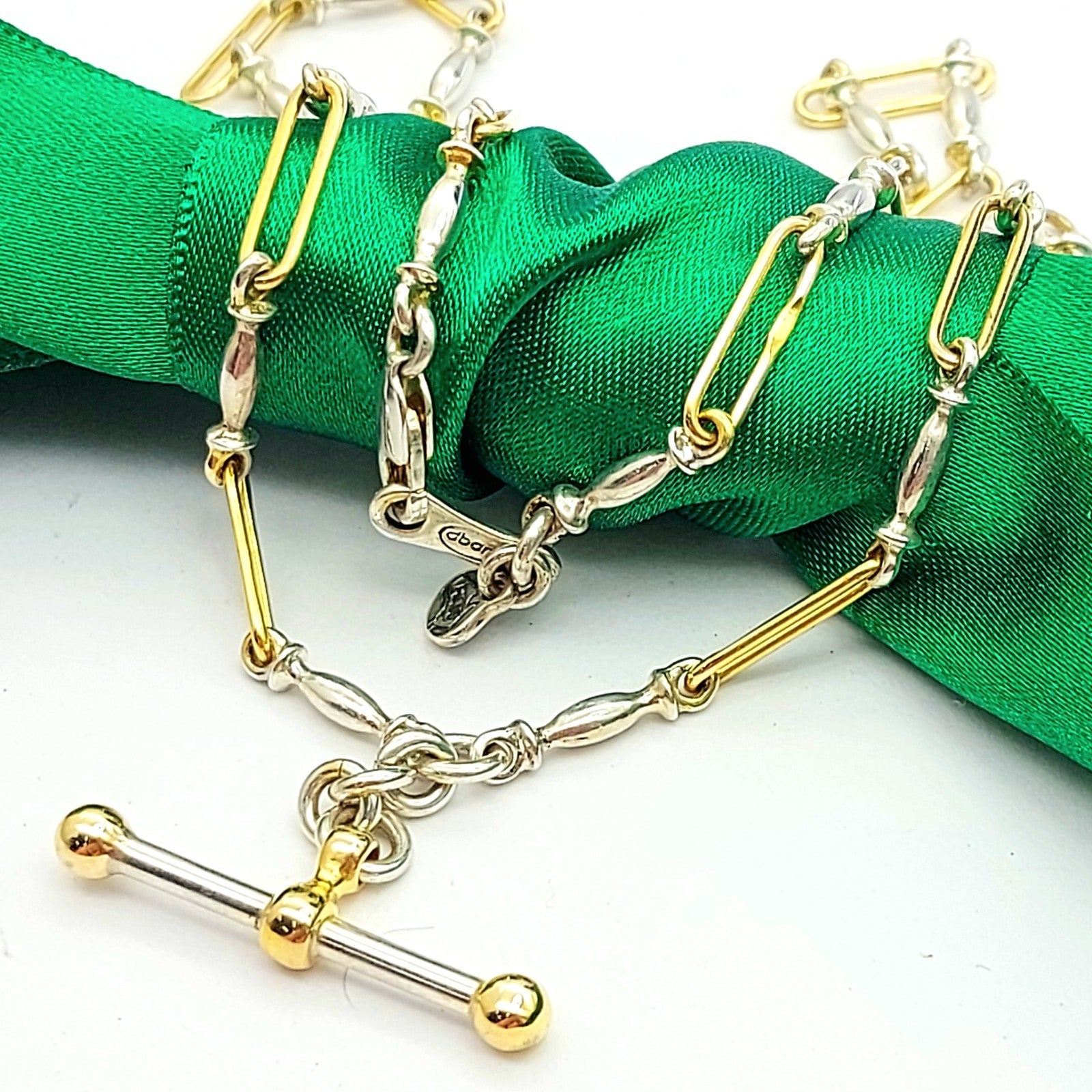 T-Bar PaperClip Link Silver (925) & Yellow Gold 9ct (375, 9k) Chain Necklace