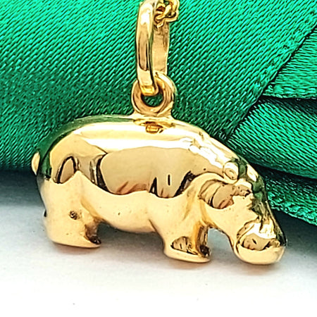 Hippo Yellow Gold 9ct (375, 9K) Rare Handmade High Quality Animal Pendant