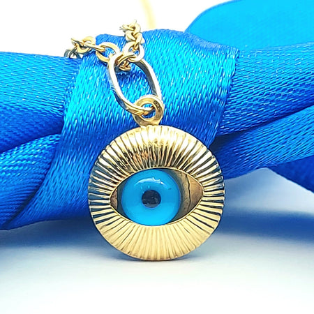 Evil Eye Yellow Gold 9ct (375, 9K) High Quality Rare Round Pendant