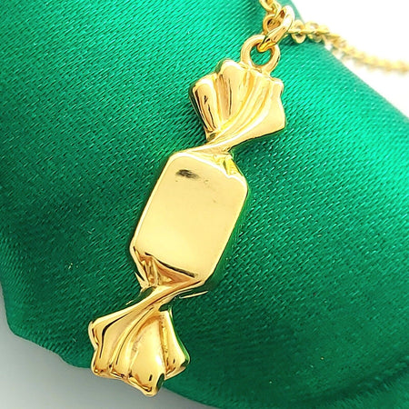 Ladies Italian Yellow Gold 9ct (375,9K) Handmade Unique Wrapped Candy Pendant