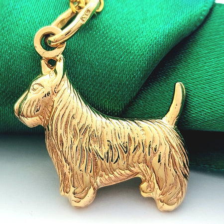 Schnauzer/ Long Hair Dog Yellow Gold 10ct (417, 10K) High Quality Rare Pendant