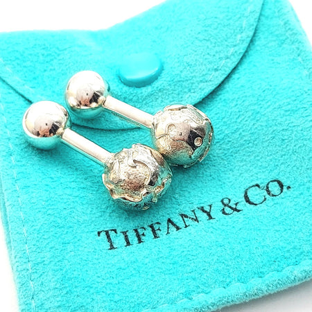 Tiffany & Co Earth/Globe Sterling Silver (925) Retired Vintage Cufflinks