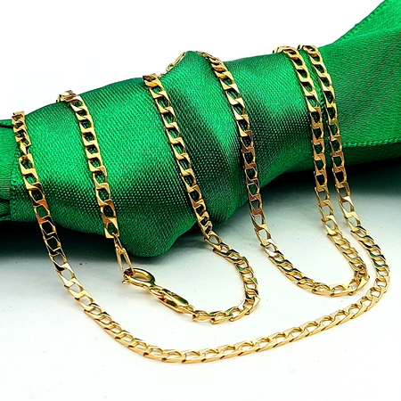 Rare Squared Curb Link Italian Yellow Gold 9ct (375, 9k) Long Chain Necklace