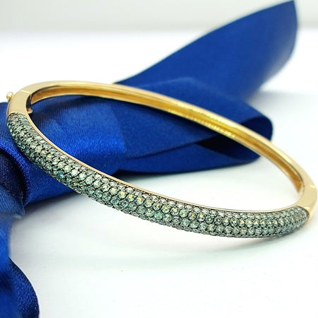 Ladies Yellow Gold 9ct (375, 9K) High Quality Blue Tourmaline Bangle