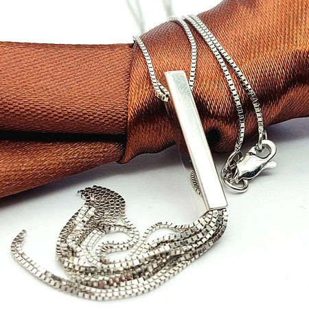 Ladies White Gold 14ct (585, 14K) Box Chain Necklace with Tassel Pendant