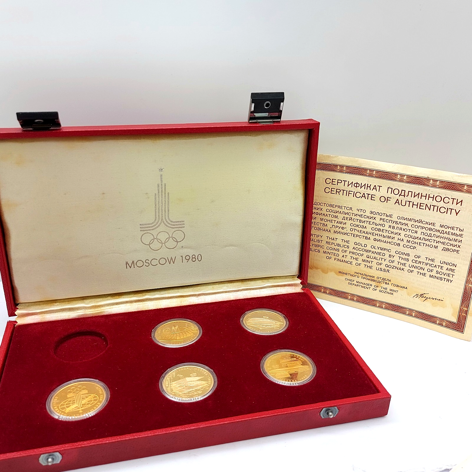 1/2 oz Fine Gold 100 Ruble 1978-1980 MOSCOW Olympic 5 Coin Set
