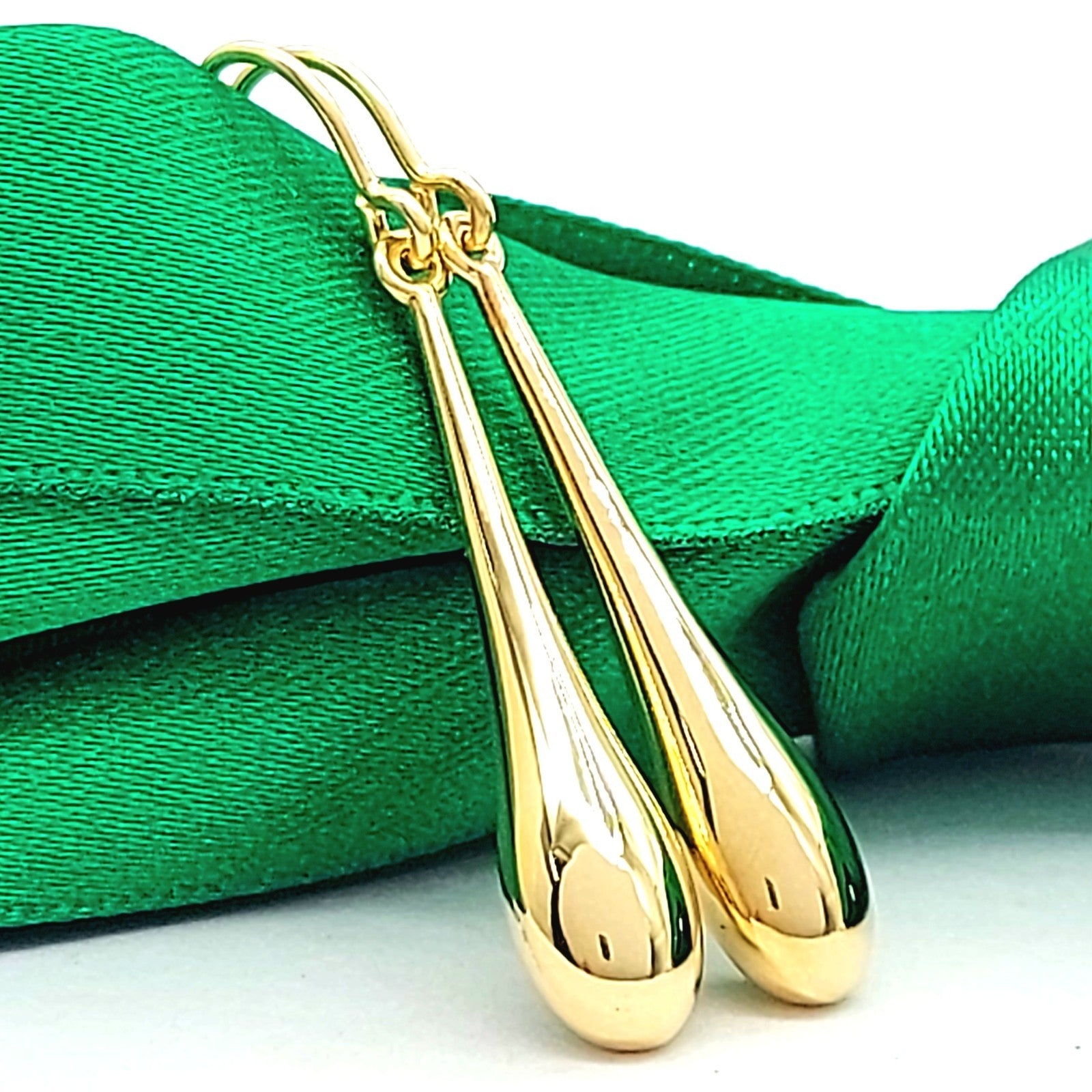 Ladies Yellow Gold 9ct (375, 9K) High Quality Plain Drop Dangle Earrings