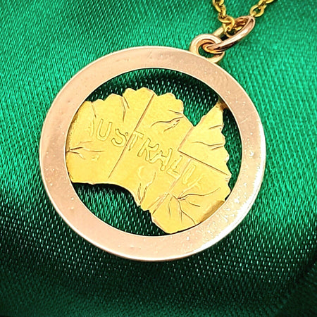 Unisex Two-Tone Gold 9ct (375, 9K) Antique Country Of Australia Halo Pendant