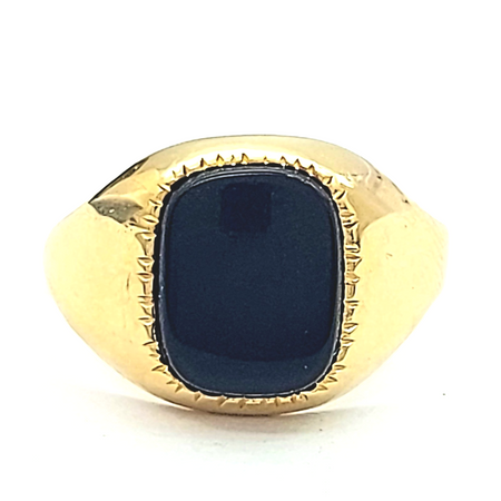 Vintage Onyx Rectangle Signet Yellow Gold 9ct (375, 9K) Ring