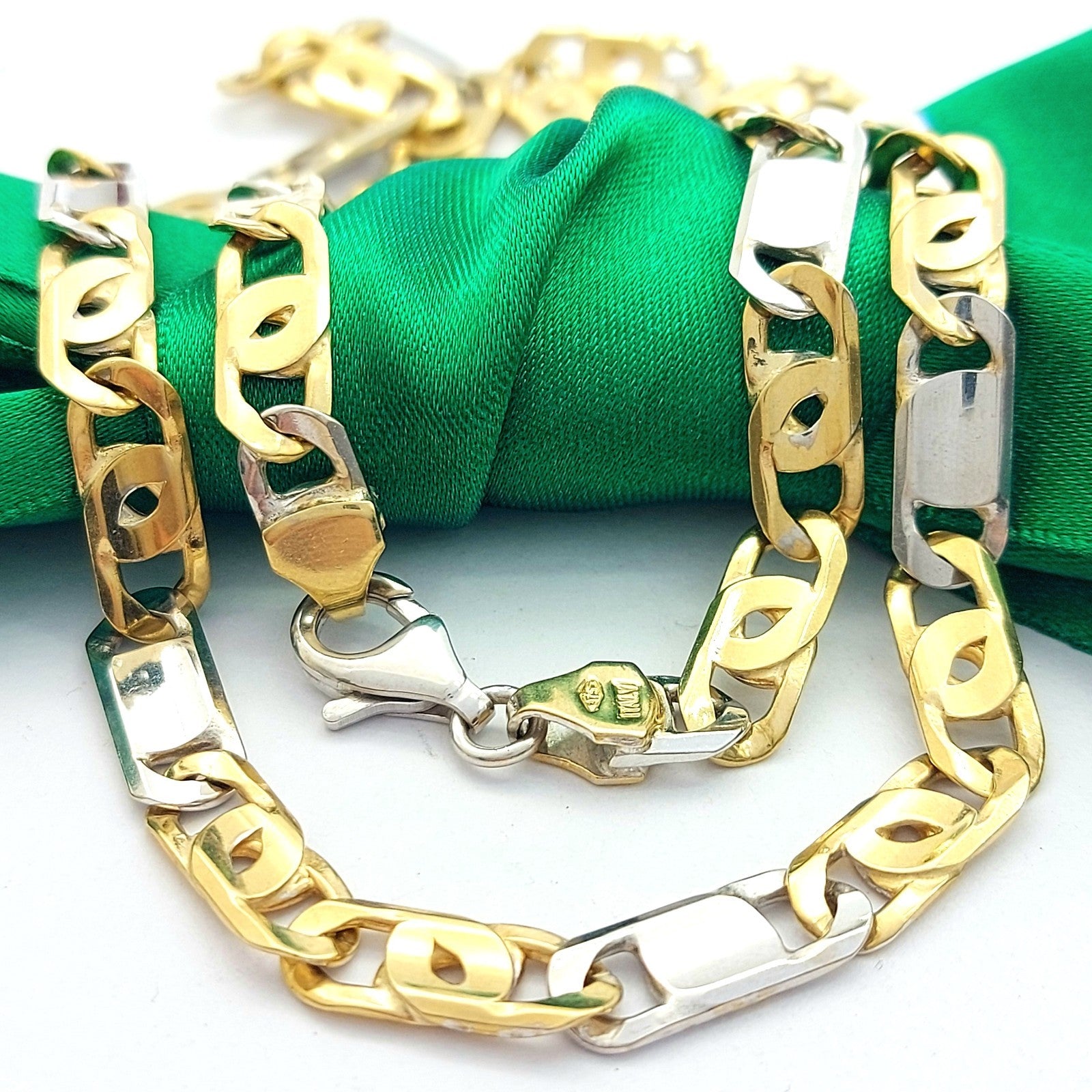 Bird's Eye Link Two-Tone Italian Gold (375, 9k) High Quality Chain Necklace