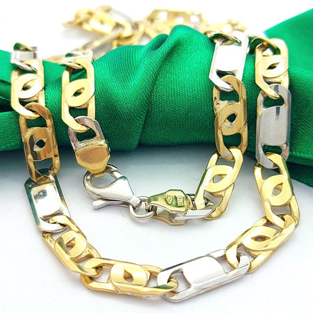 Bird's Eye Link Two-Tone Italian Gold (375, 9k) High Quality Chain Necklace