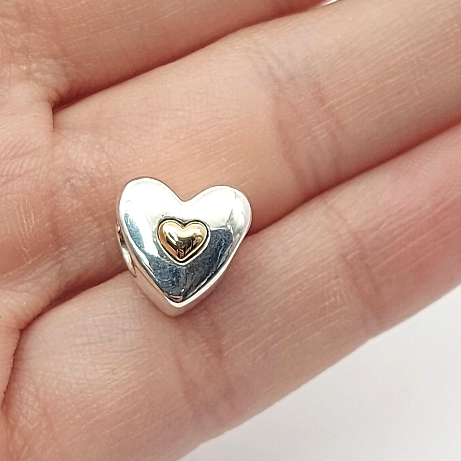 Genuine Pandora Happy Anniversary Two-Tone Heart Charm