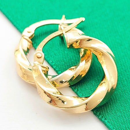 Ladies Yellow Gold 9ct (375, 9K) High Quality Small Twist Hoop Earrings