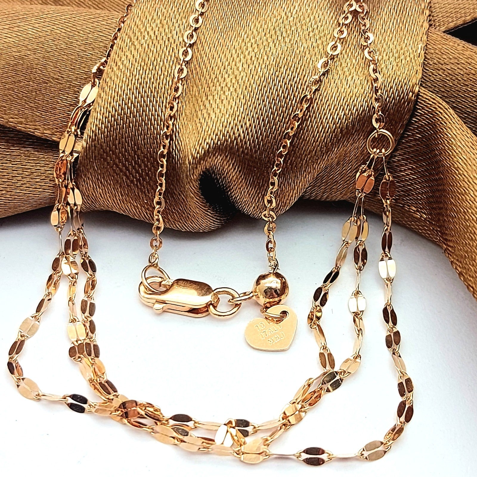 MHJ Coffee Bean Link Layered Rose Gold 10ct (417, 10k) Dainty Chain Necklace