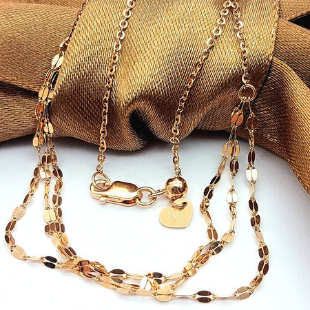 MHJ Coffee Bean Link Layered Rose Gold 10ct (417, 10k) Dainty Chain Necklace