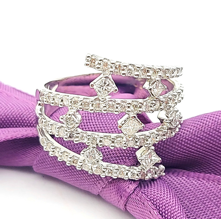 Ladies White Gold 18ct (750,18K) Triple Star Horizon (1ct) Natural Diamonds Ring