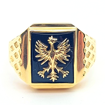 Onyx Rectangle Eagle Signet Yellow Gold 9ct (375, 9K) High Quality Ring