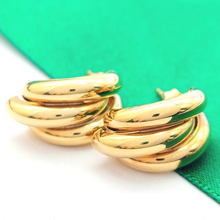 Ladies Earrings Yellow Gold 9ct (375 ,9k) High Quality 3 Strand Banana Studs