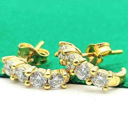 Ladies Yellow Gold 9ct (375,9K) Diamantes Pave Hook Earrings