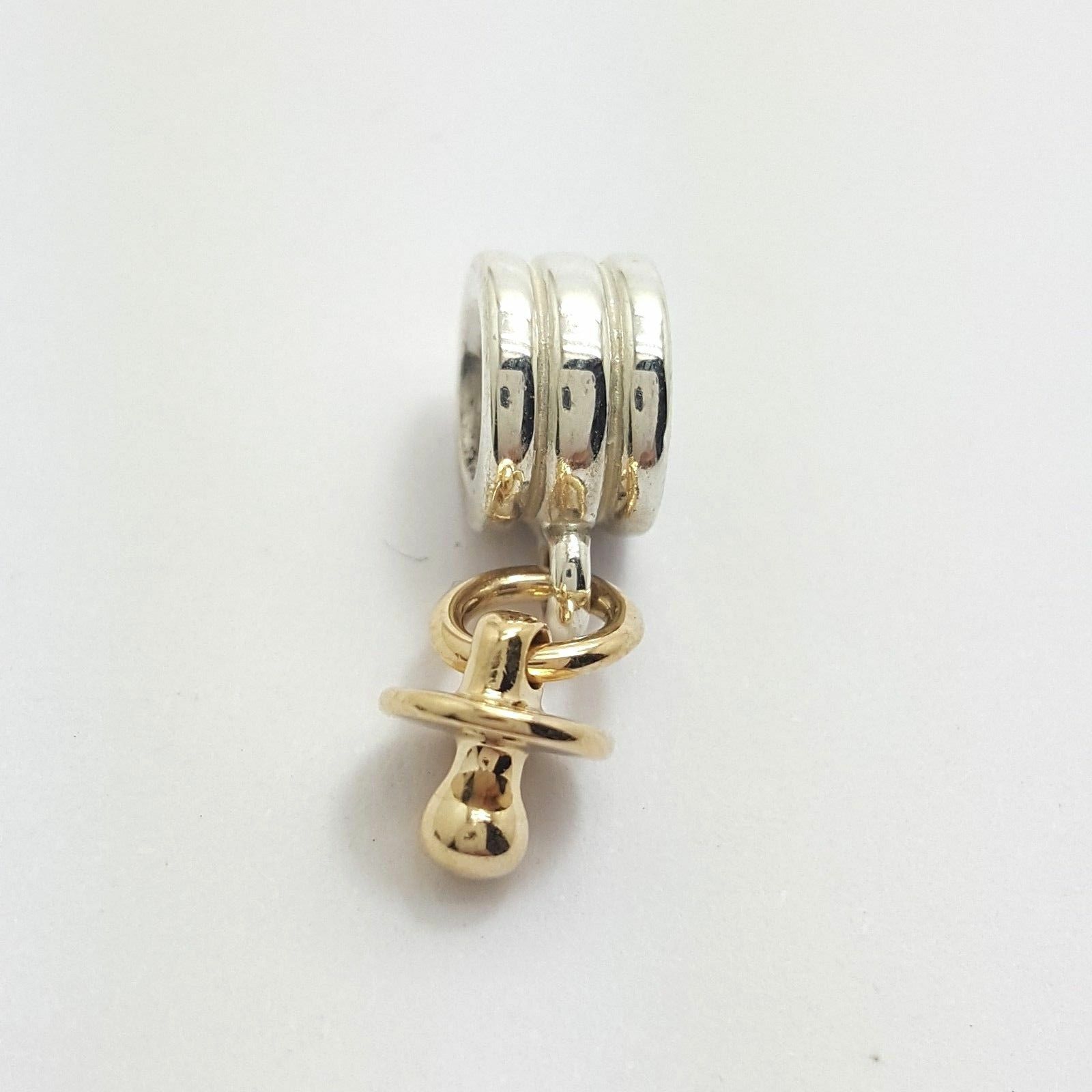 Genuine Two Tone Silver 14ct (585) Yellow Gold Pandora Hanging Dummy Charm