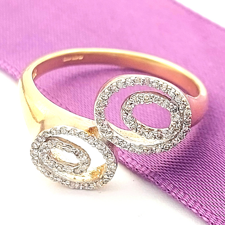 Ladies Yellow Gold 9ct (375, 9K) Double Halo Oval Swirl Natural Diamonds Ring