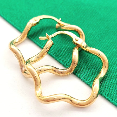 Star Shape Italian Yellow Gold 9ct (375, 9K) Hoop Earrings