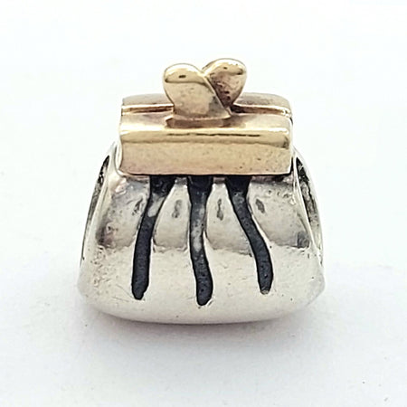 Retired Authentic PANDORA Sterling Silver (925) & 14k Purse Charm