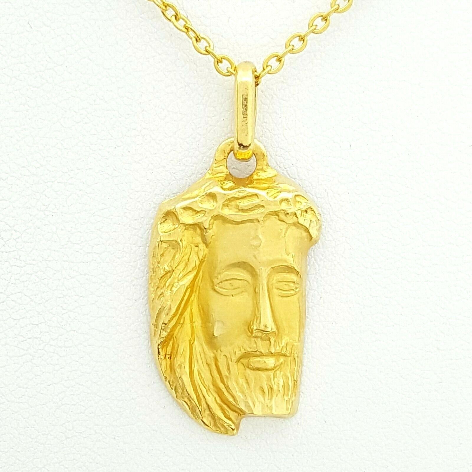 Unisex Pendant 9ct (375, 9K) Yellow Gold Jesus Face Pendant