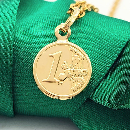 Italian Yellow Gold 18ct (750, 18K) Rare €1 Euro Coin Charm/Pendant