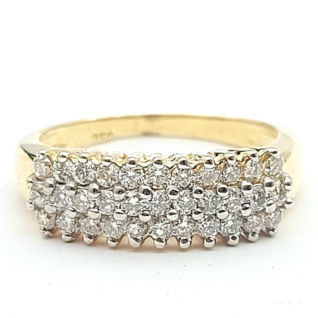 Ladies Yellow Gold 18ct (750, 18K) Natural Diamonds (0.60ct) Cluster Ring