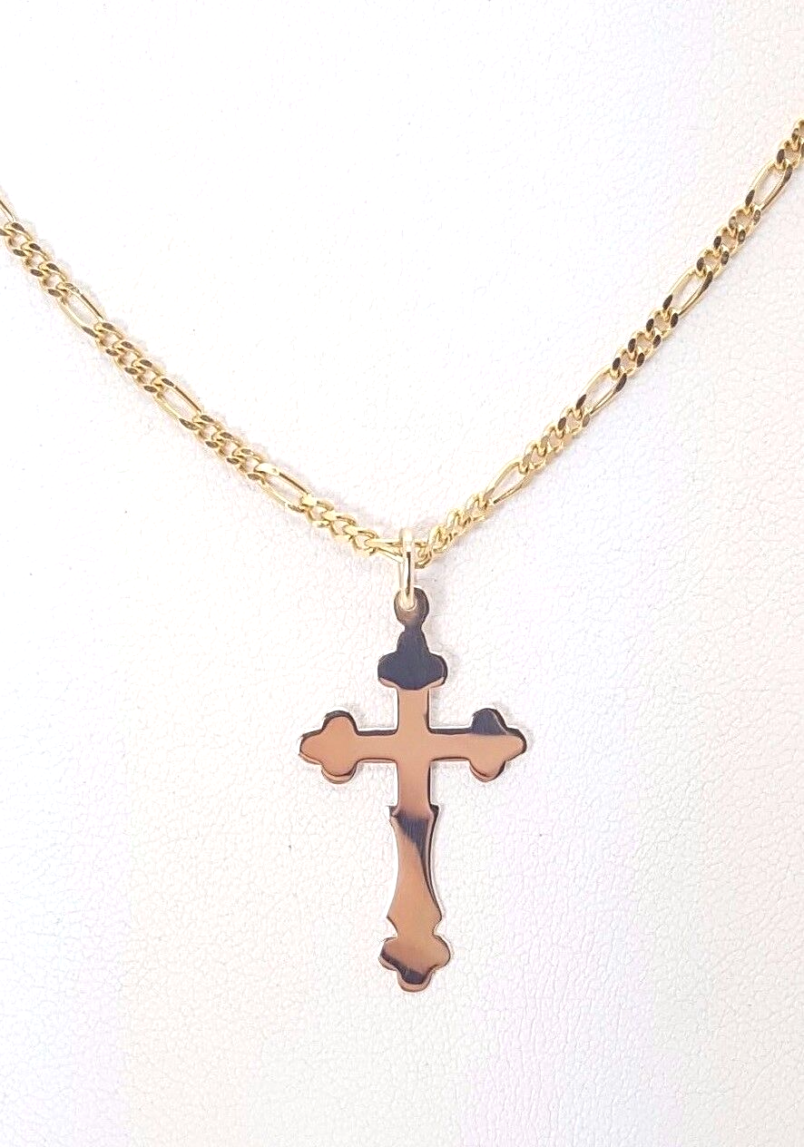 Unisex Yellow Gold 9ct (375,9K) Gothic Style Cross Pendant Necklace