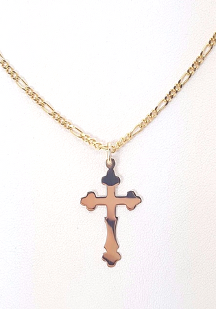 Unisex Yellow Gold 9ct (375,9K) Gothic Style Cross Pendant Necklace