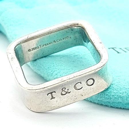 Tiffany & Co Sterling Silver (925) Vintage 1837 Cushion Square Ring Band