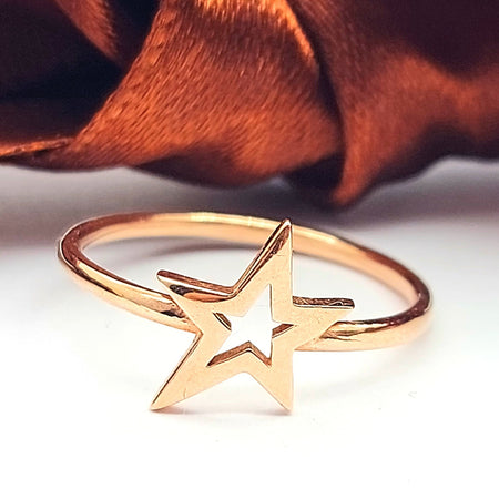 Ladies Rose Gold 9ct (375, 9K) Open Star Minimal Ring