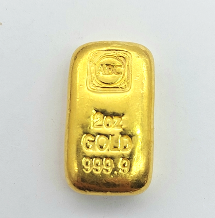ABC BULLION (24k, 999.9) Fine Gold Cast Bar (2oz)