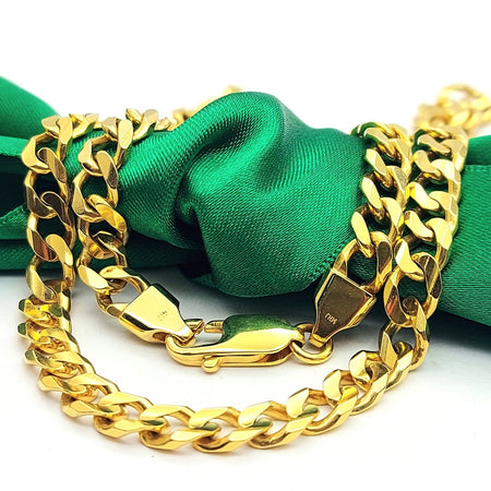 MHJ Cuban Yellow Gold 10ct (417, 10k) High Quality Solid Curb Chain Necklace