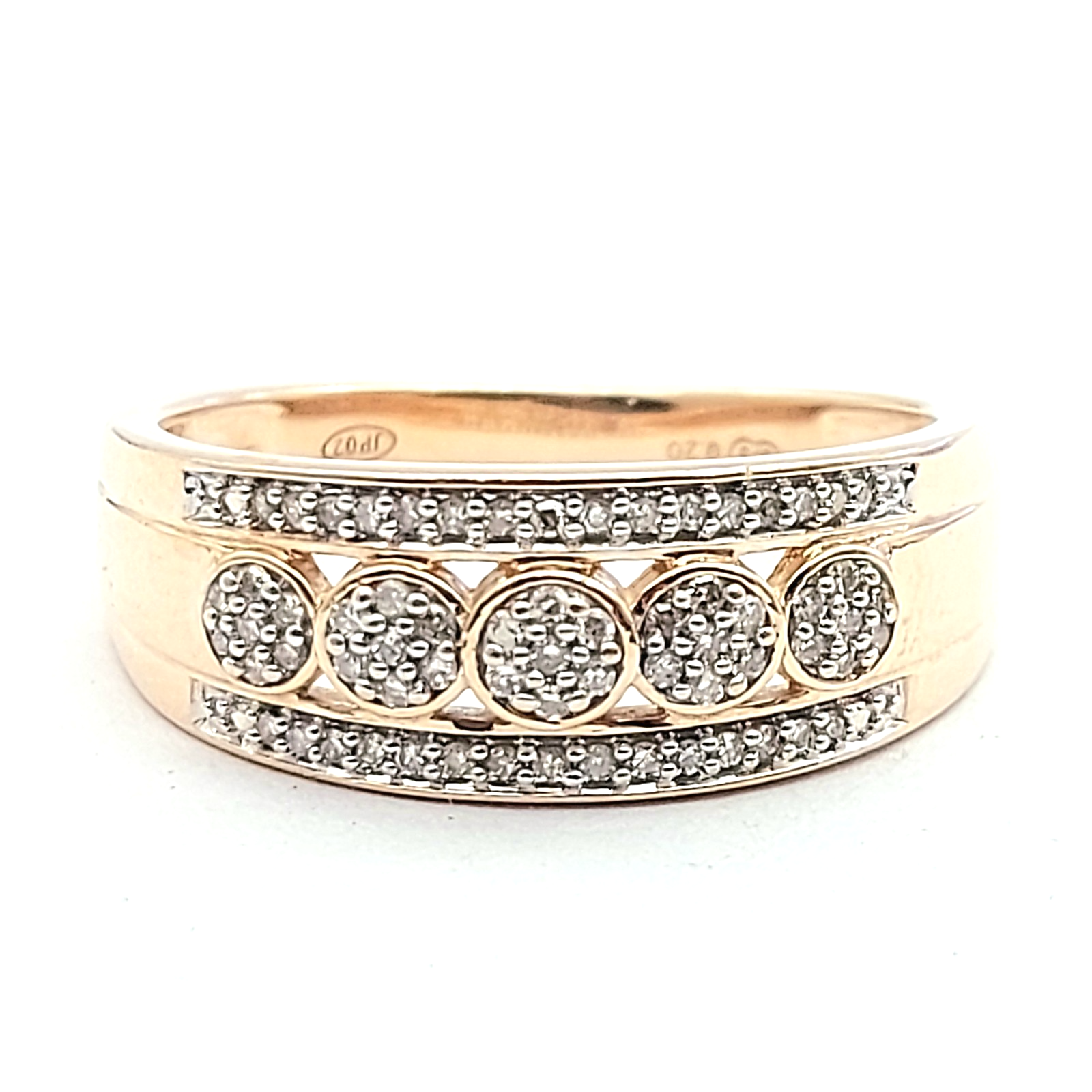 Ladies Rose Gold 9ct (375, 9K) Dome Style Natural Diamonds (0.20ct) Dress Ring