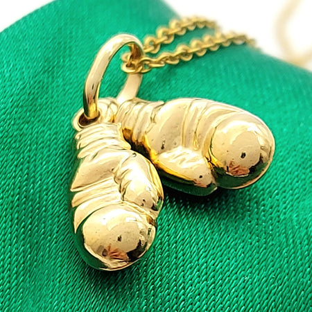 Pair of Boxing Gloves Yellow Gold 9ct (375, 9K) Rare High Quality Pendant