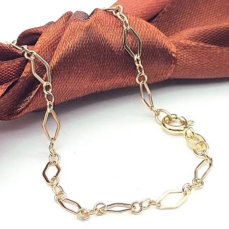Ladies Italian Rose Gold 9ct (375, 9K) Dainty Diamond Link Bracelet