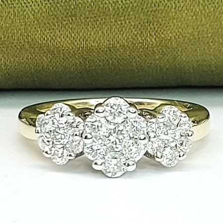 Ladies Dress Ring 14ct (585, 14K) White & Yellow Gold Diamond (1.07ct) Ring