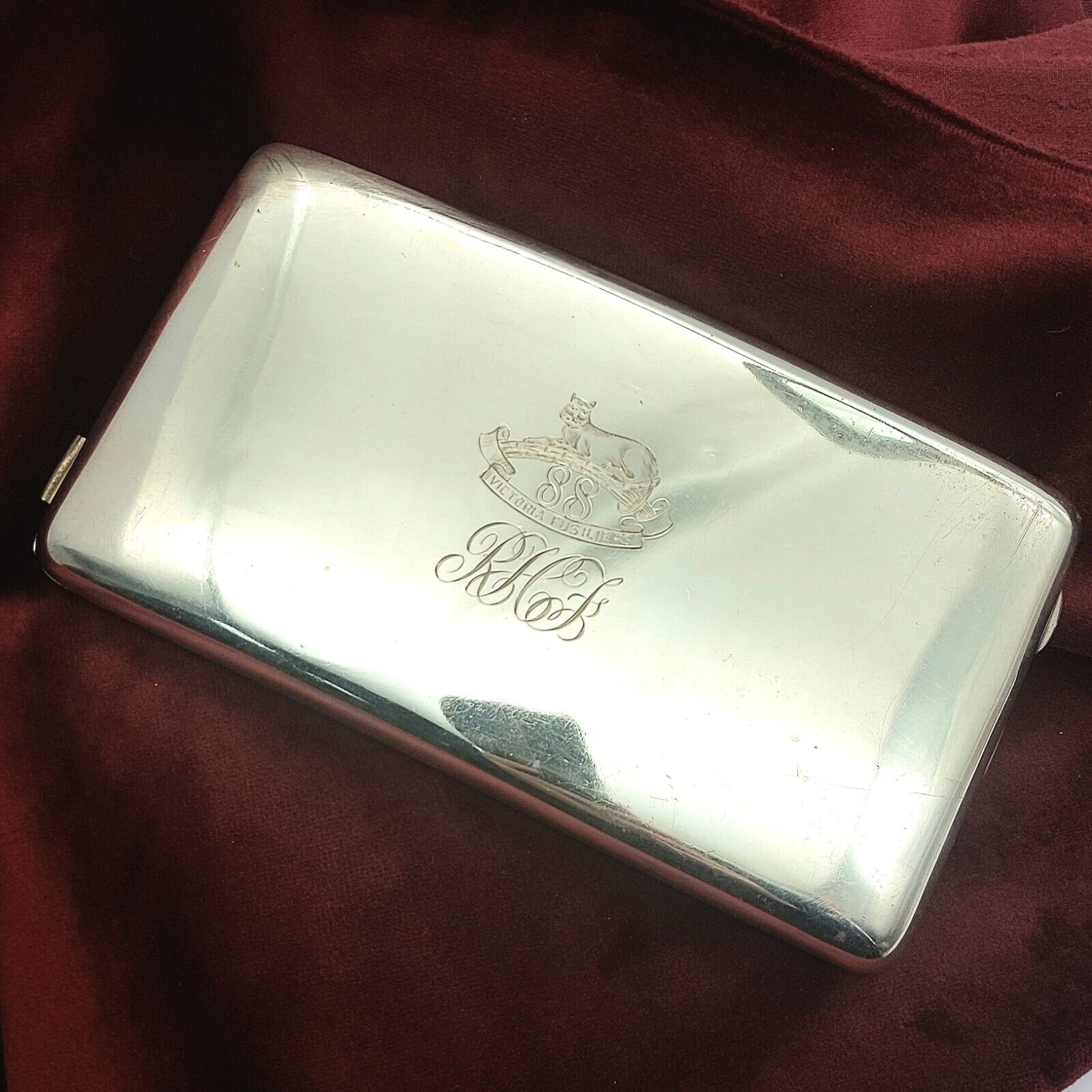 Solid (925) Sterling Silver (228g) 1910s Birmingham Antique Cigarette Case