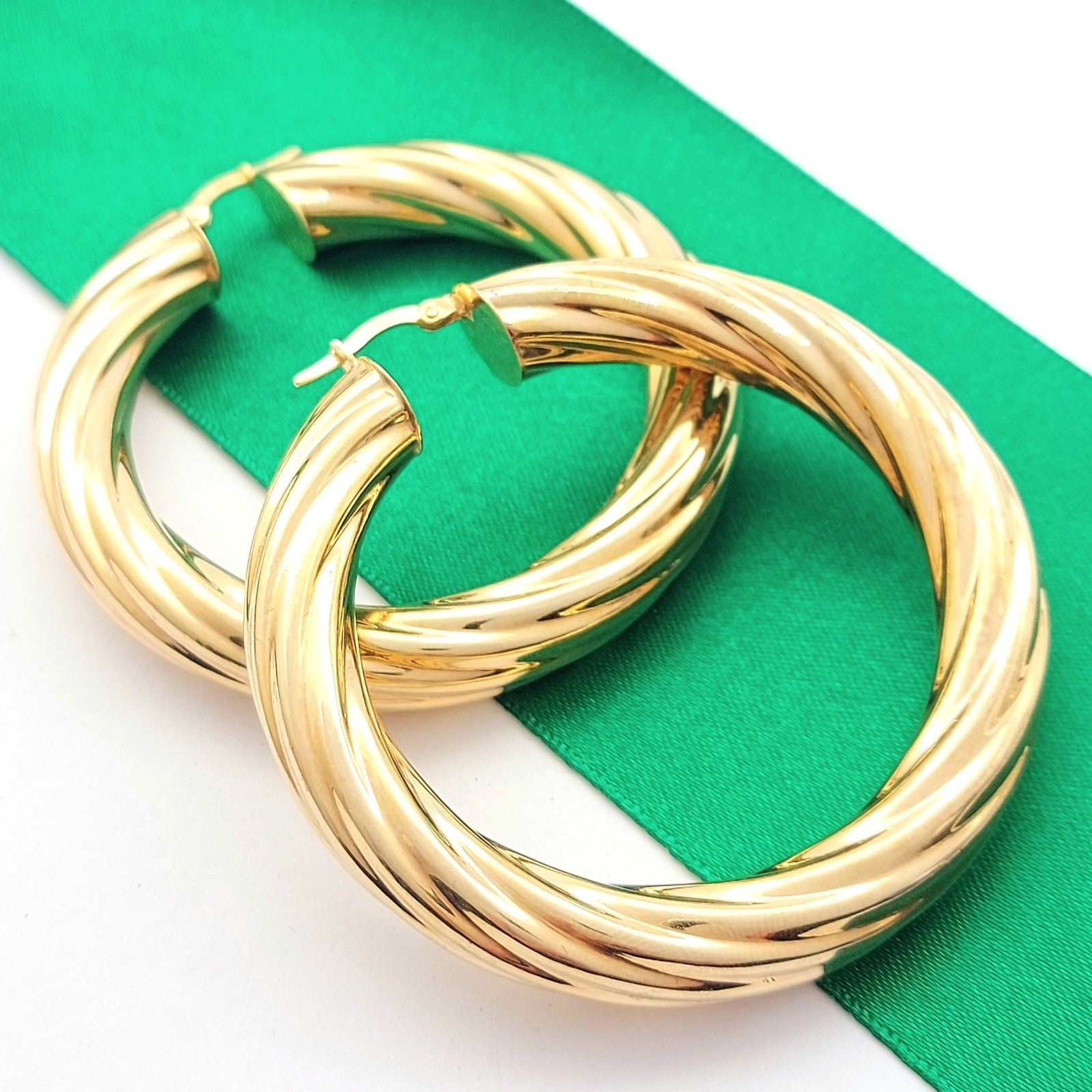 Ladies Yellow Gold 9ct (375, 9K) High Quality Large Thick Twisted Hoop Earrings