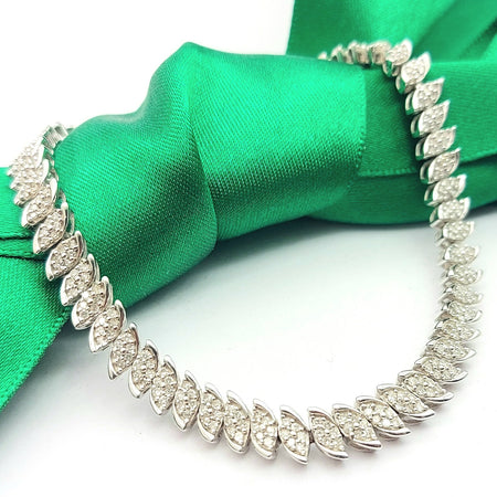 Ladies White Gold 9ct(375,9K) Natural Diamonds (2ct) Caterpillar Tennis Bracelet