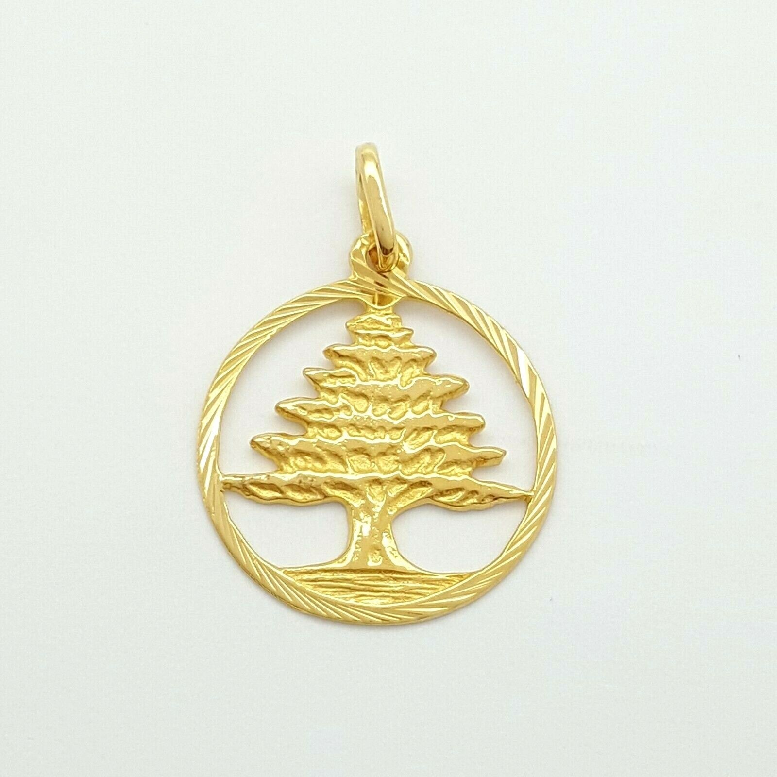 Ladies Pendant 18ct (750, 18K) Yellow Gold Open Circle Tree Pendant