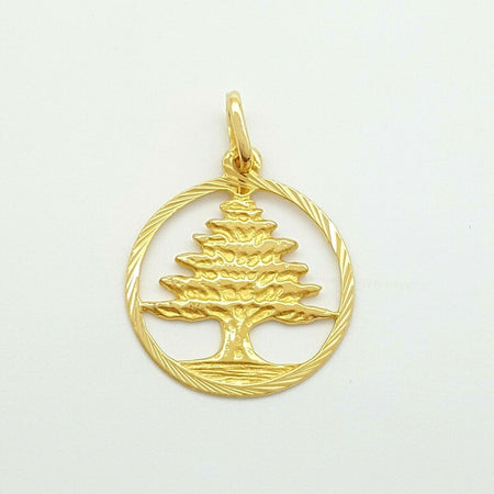Ladies Pendant 18ct (750, 18K) Yellow Gold Open Circle Tree Pendant