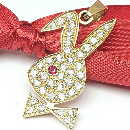 Ladies Yellow Gold 9ct (375, 9K) Playboy Bunny Diamante Pendant