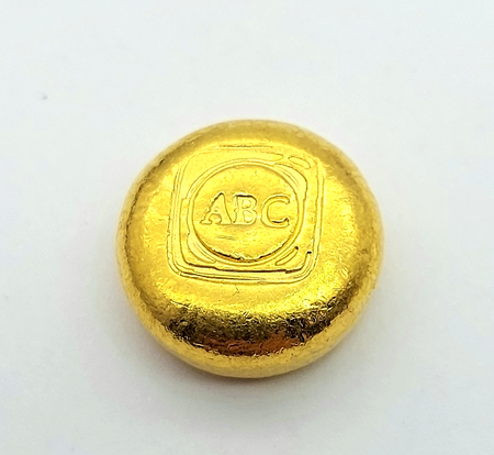ABC BULLION (24k, 999.9) Old Fine Gold Button (1/2 oz)